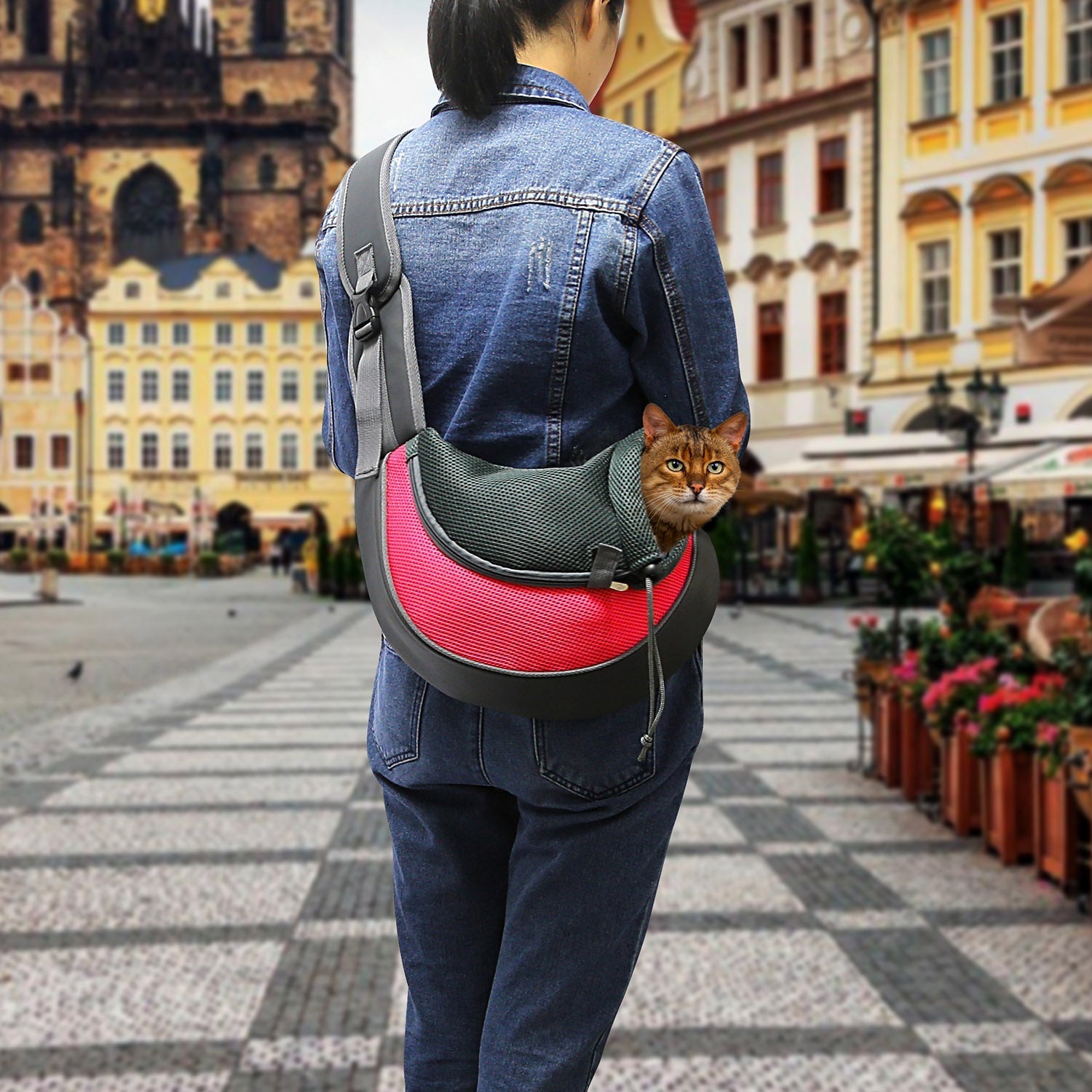 Pet Carrier for Dogs Cats Hand Free Sling Adjustable Padded Strap Tote Bag Breathable Shoulder Bag Carrying Small Dog Cat