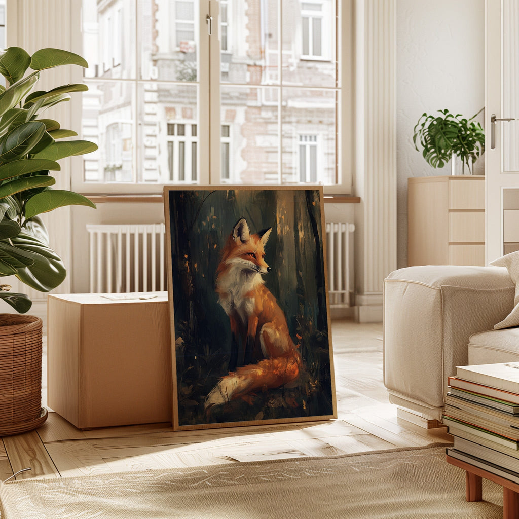 Fox Wall Art – Mystical Forest Print, Woodland Animal Decor, Nature-Inspired Painting