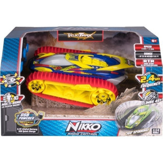 Nikko rc car velocitrax rally red - steerable off-road tracked vehicle with 360° spins - 14 km h - from 8 years