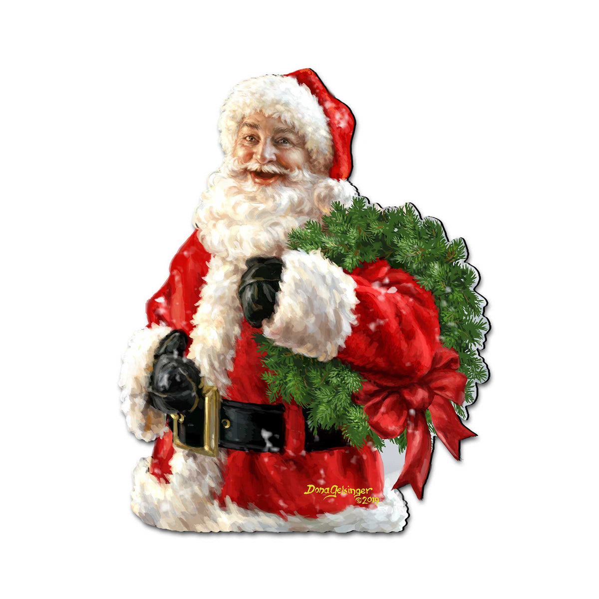Santa Holiday Door Wreath by D. Gelsinger - Christmas Santa Snowman Decor - 8461015H-1513