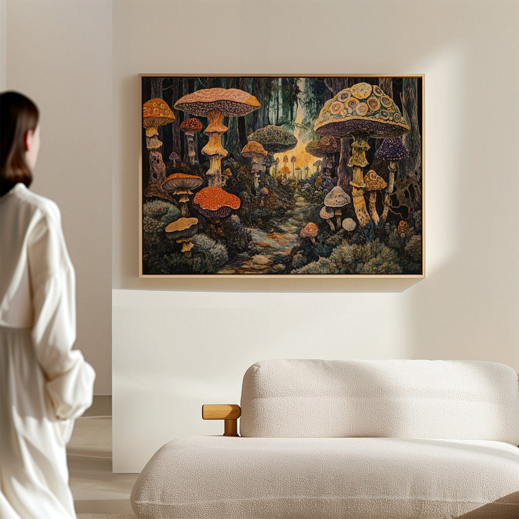 Enchanted Mushroom Forest: Mystical Fantasy Canvas Wall Art