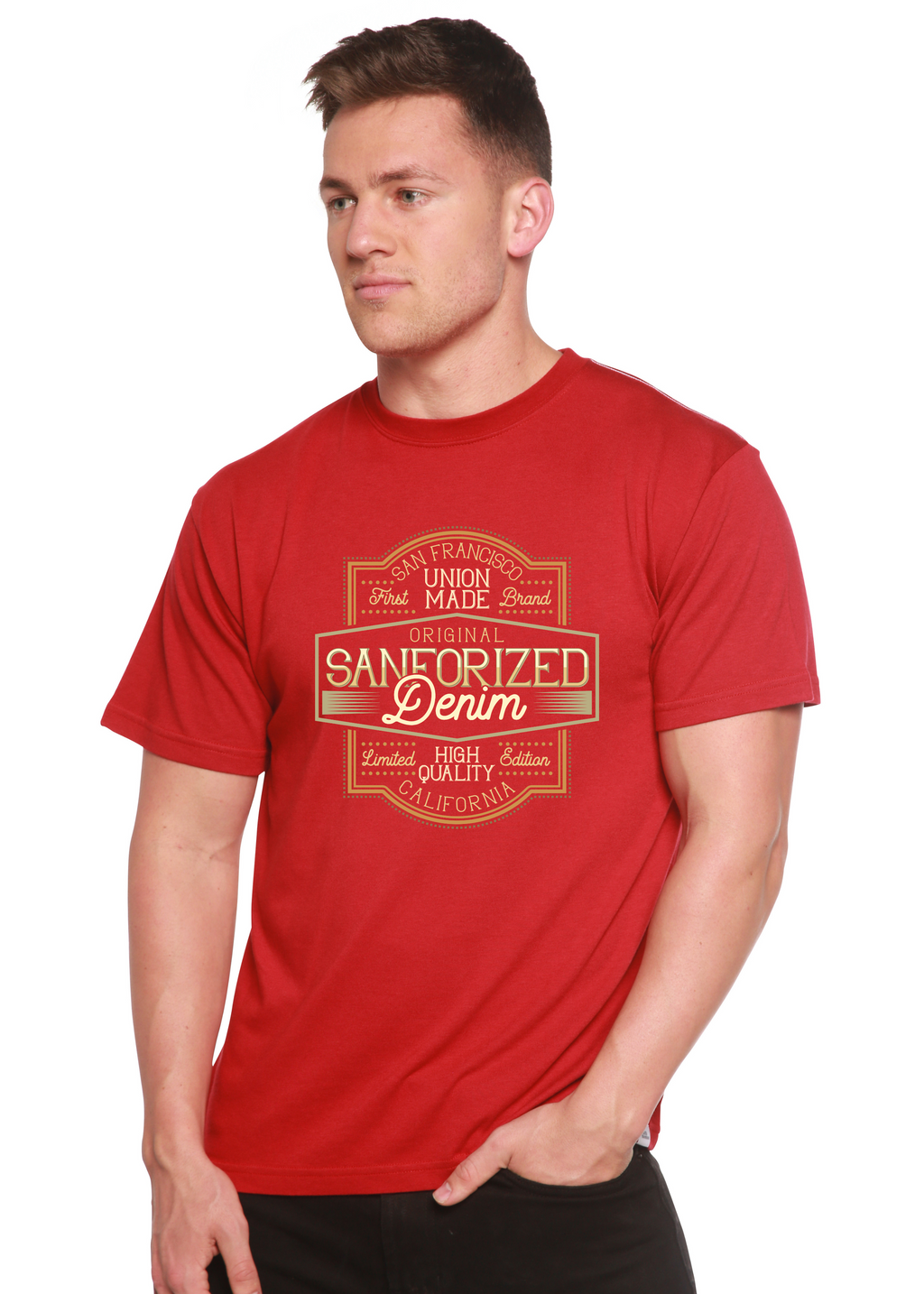 Original Sanforized Denim Men's Bamboo Viscose/Organic Cotton Short Sleeve Graphic T-Shirt