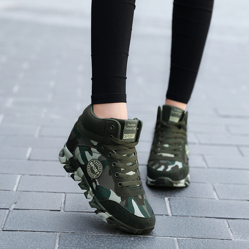 Women's Camouflage Canvas Sneakers – Casual Lace-Up Shoes