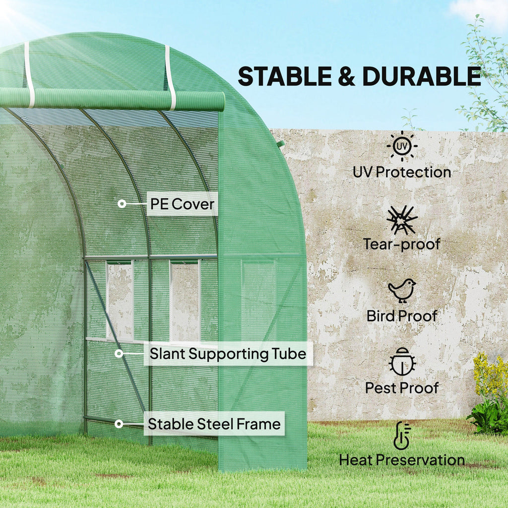 11.5' x 6.6' x 6.6' Green Tunnel Greenhouse with Roll Up Door