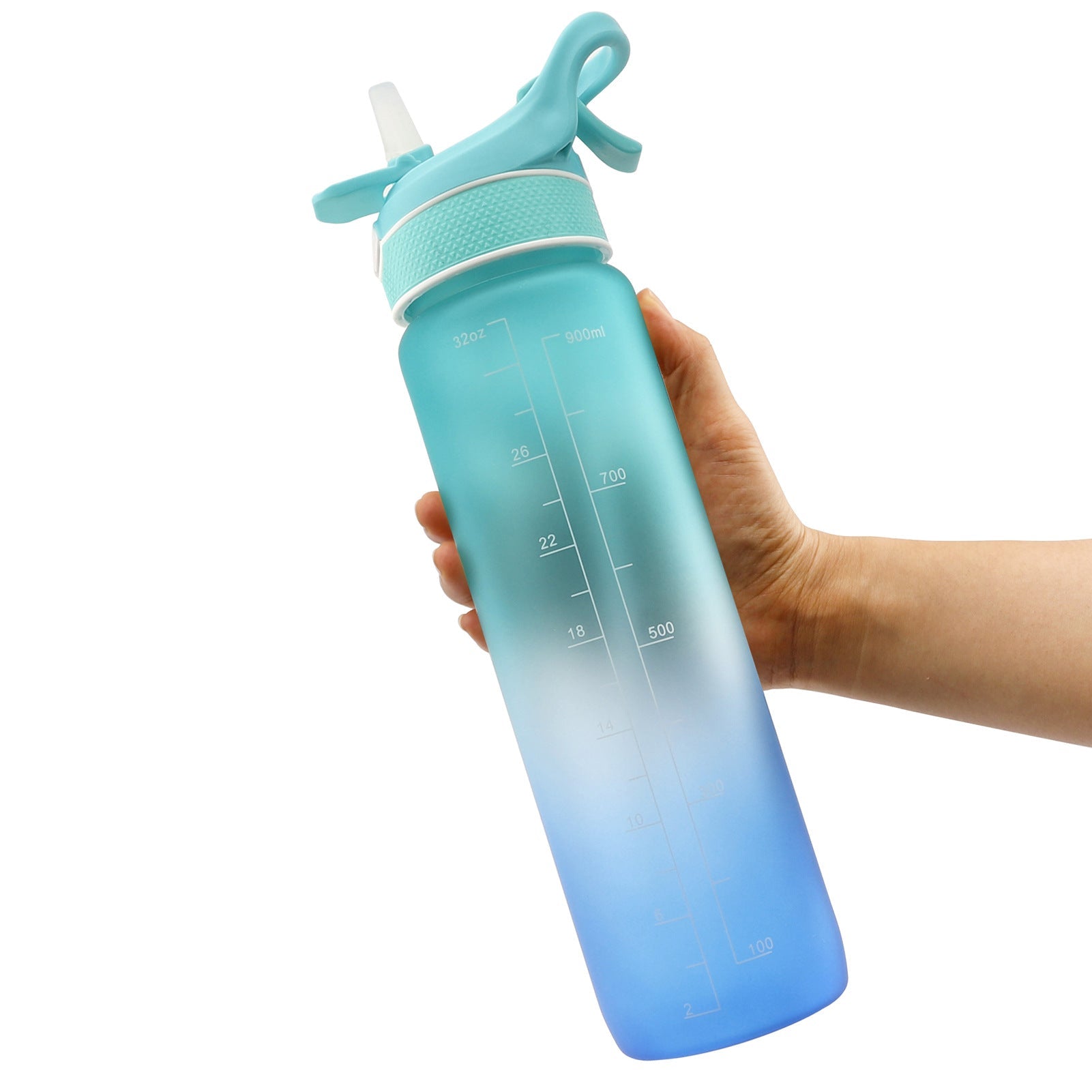 1000ml Motivational Straw Water Bottle with Spray & Time Marker