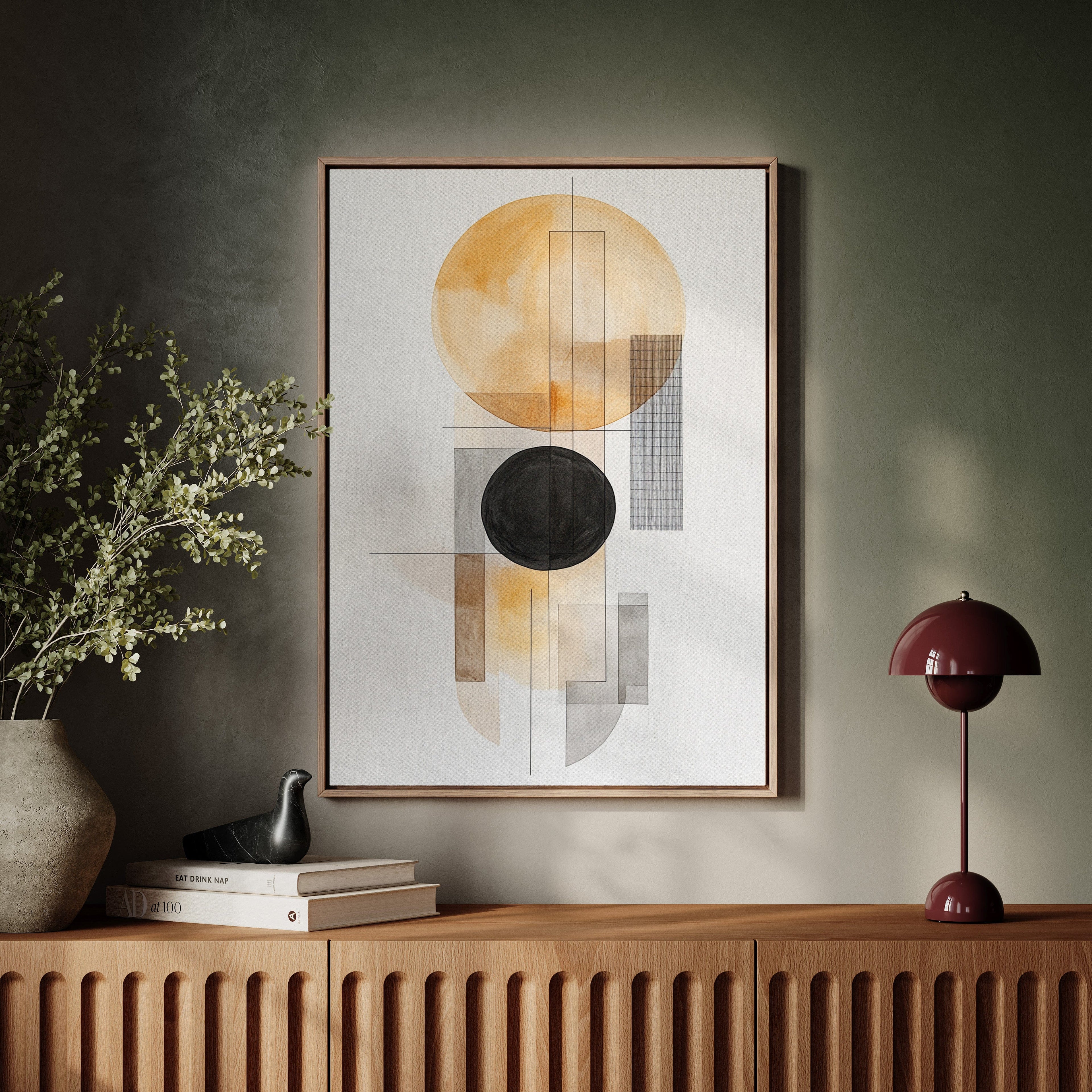 Modern Geometric Abstract Art Print – Minimalist Watercolor Design