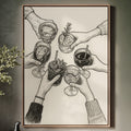 Cheers in Ink Toasting Hands Print