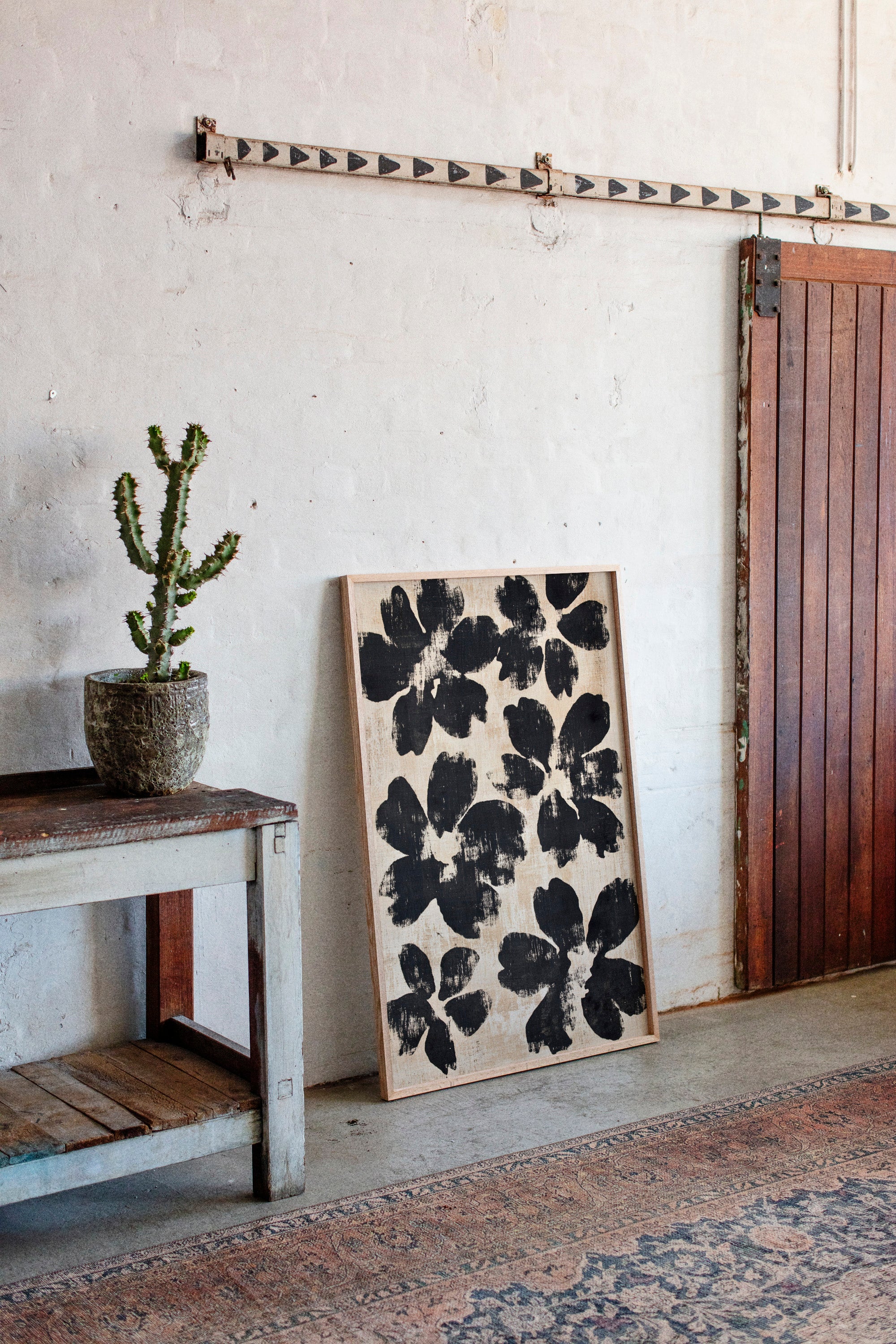 Japanese Ink Floral Print – Bold Brushstroke Blossom Wall Art