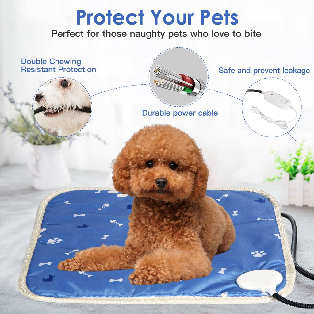 Pet Heating Pad Electric Dog Cat Heating Mat Waterproof Warming Blanket with 86-141  Adjustable Temperature 0-12 Timer Digital Display Chewing-resista