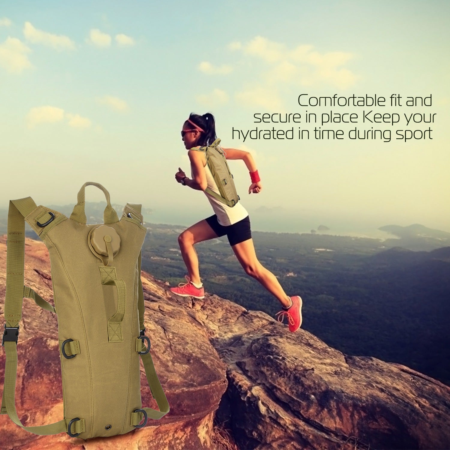 iMounTEK Tactical Hydration Pack 3L Water Bladder Adjustable Water Drink Backpack for Hiking Cycling Climbing Running