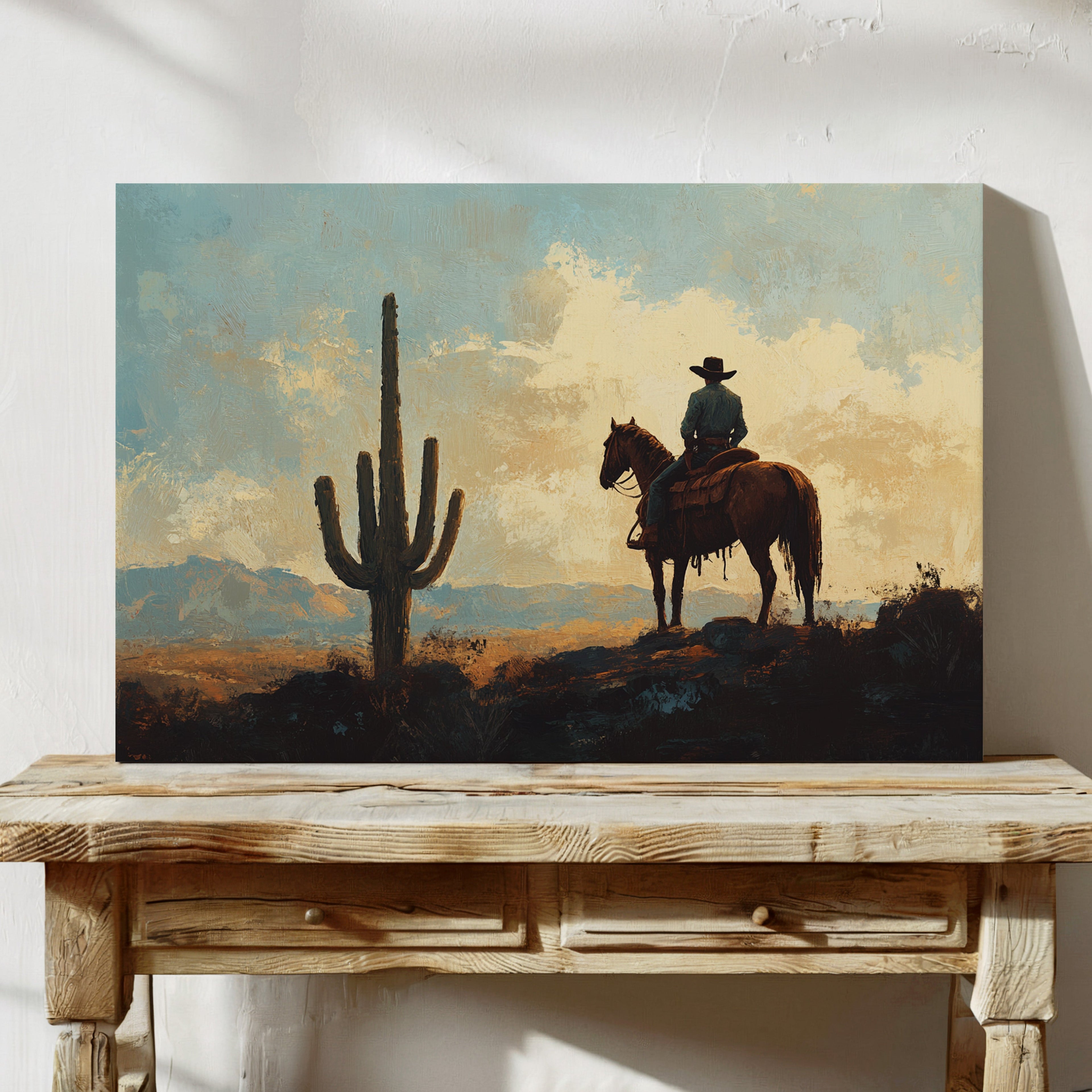 Cowboy Sundown by the Saguaro