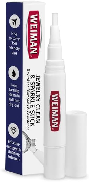 Weiman Jewelry Cleaner & Sparkle Stick - Portable, On-The-Go Cleaning for Diamond Engagement Rings, Wedding Rings, Gemstones, Necklaces, Earrings, Bracelets