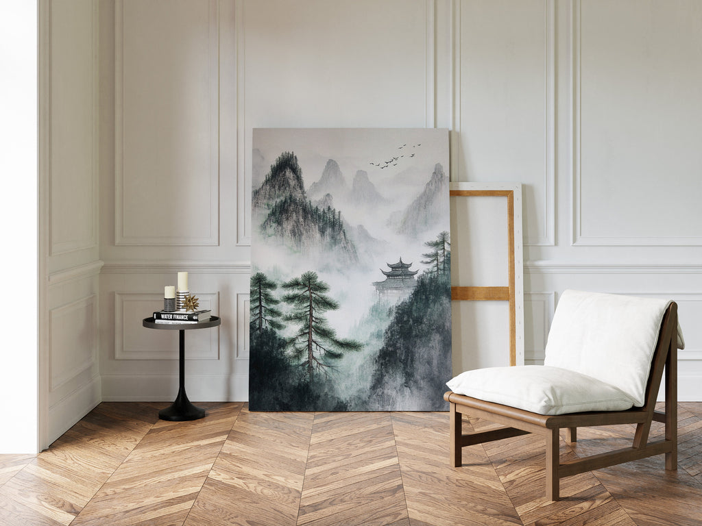 Misty Mountain Landscape – Tranquil Chinese Zen Wall Art