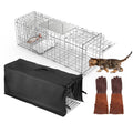 31×12×11" Folding Humane Animal Trap | Cage with Waterproof Cover & Gloves