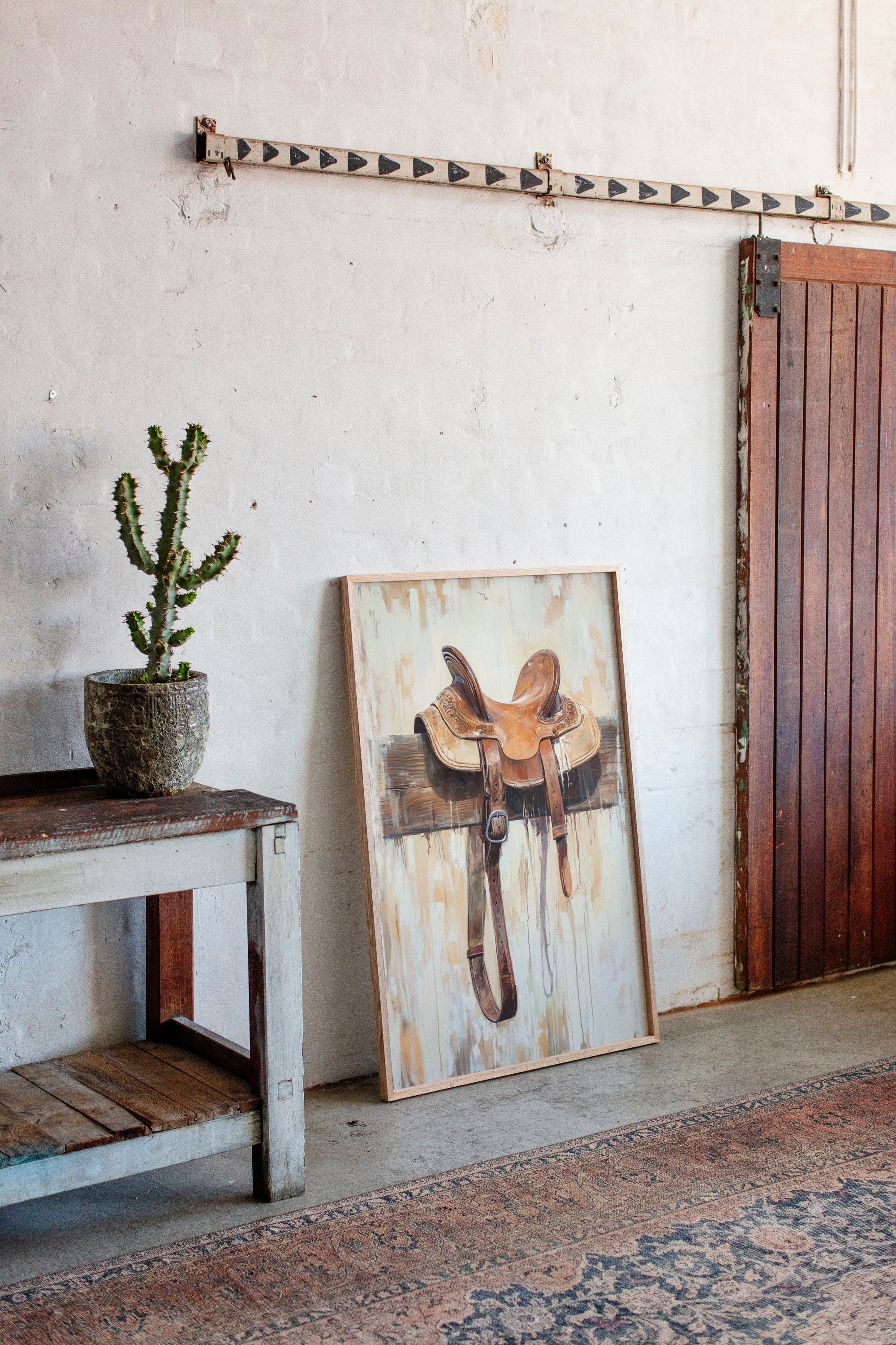 Weathered Rest: Western Saddle Still Life