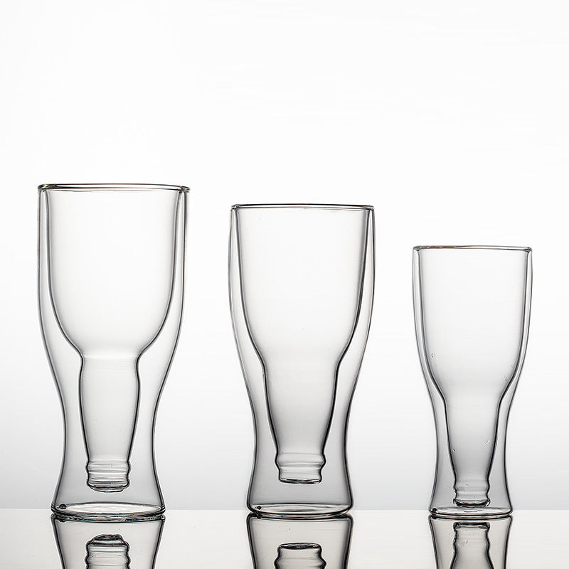 Double-Layer Borosilicate Glass Beer Mug – 350ml & 420ml | Heat & Cold Resistant