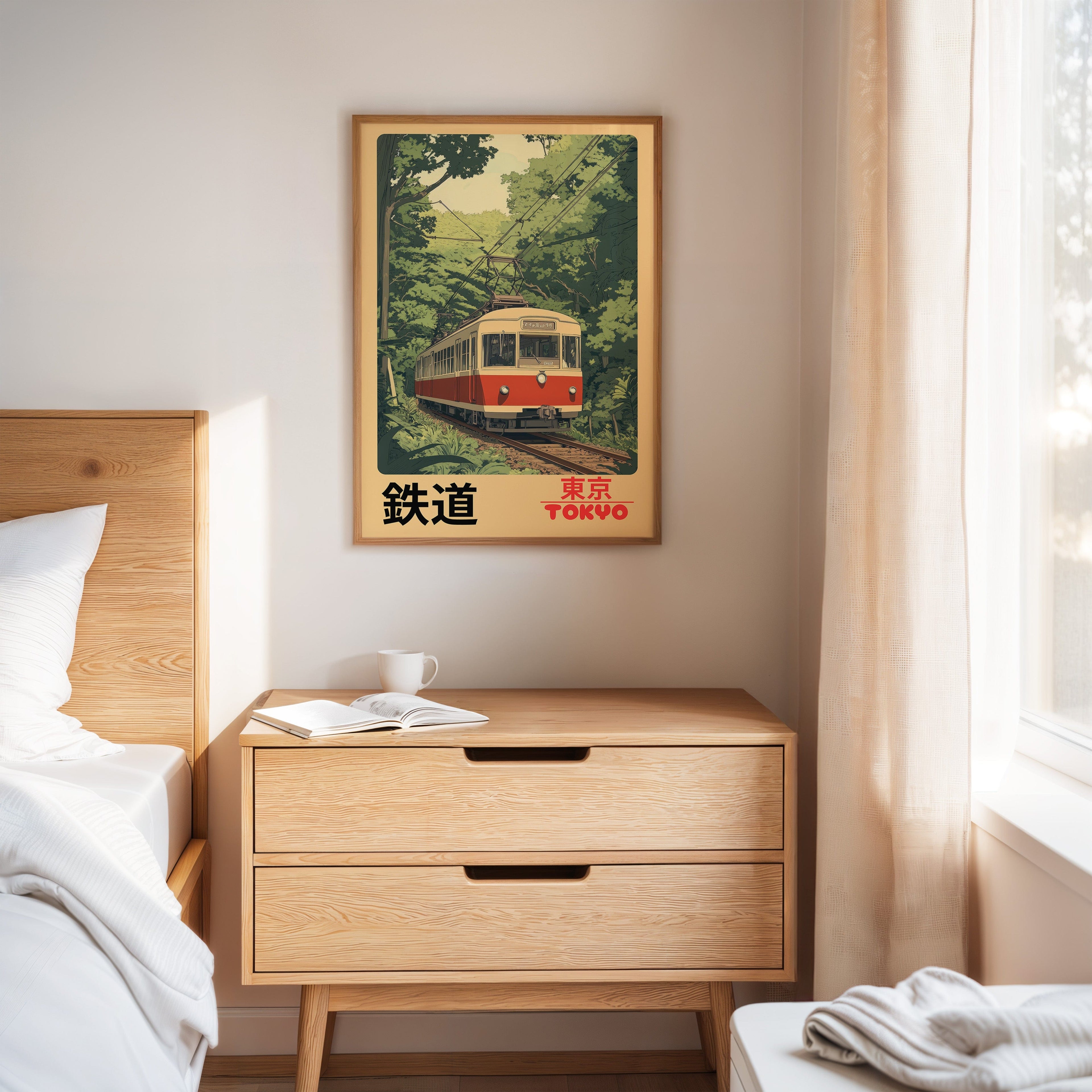 Retro Tokyo Railway Poster – Japanese Train Wall Art, Vintage Travel Print