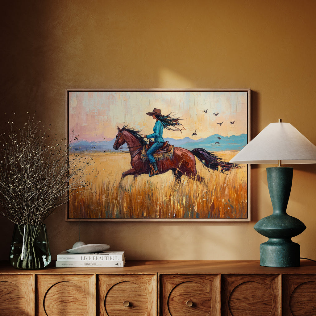 Cowgirl Ride at Sunset Plains