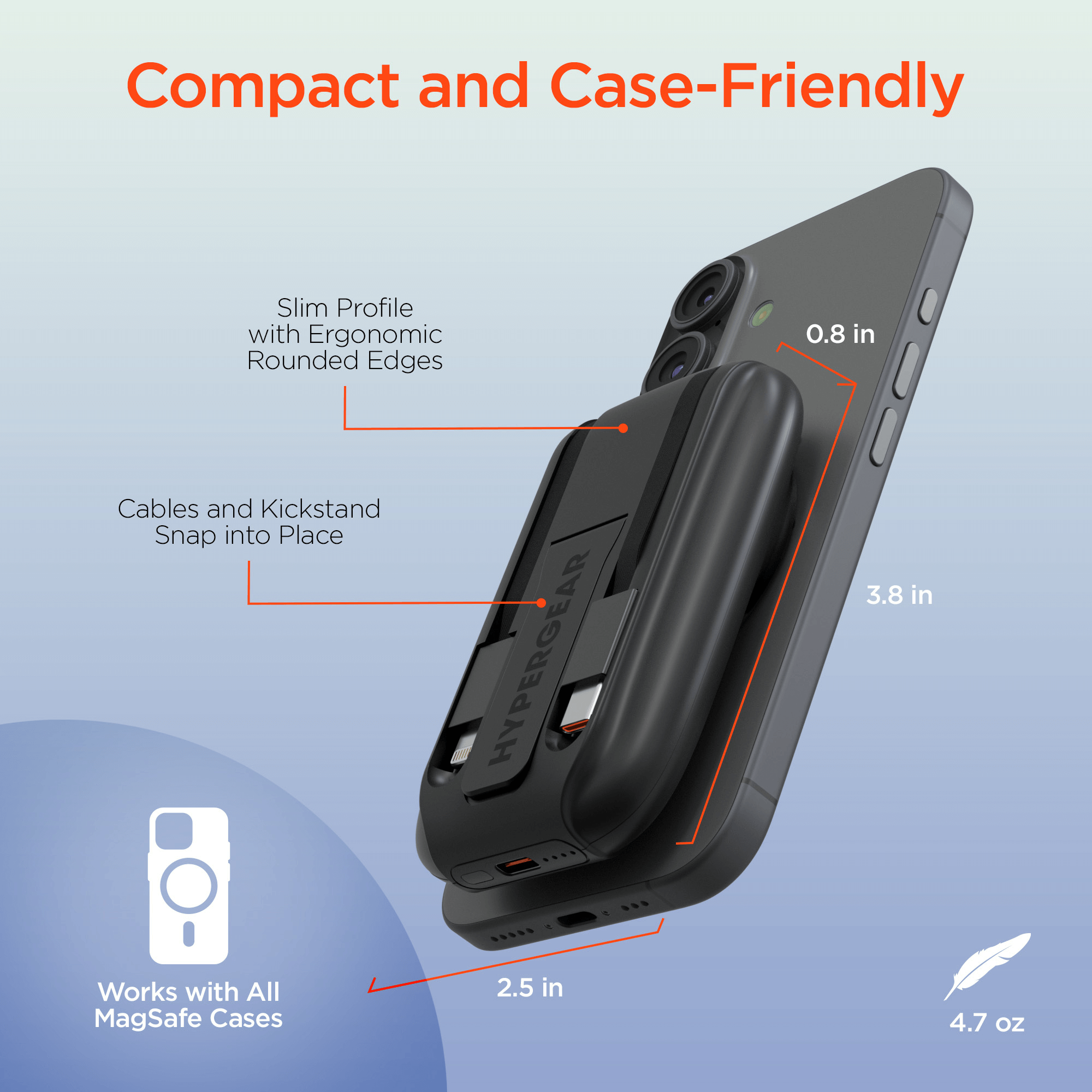 HyperGear Mag Grip Go 5000mAh Wireless Power Bank