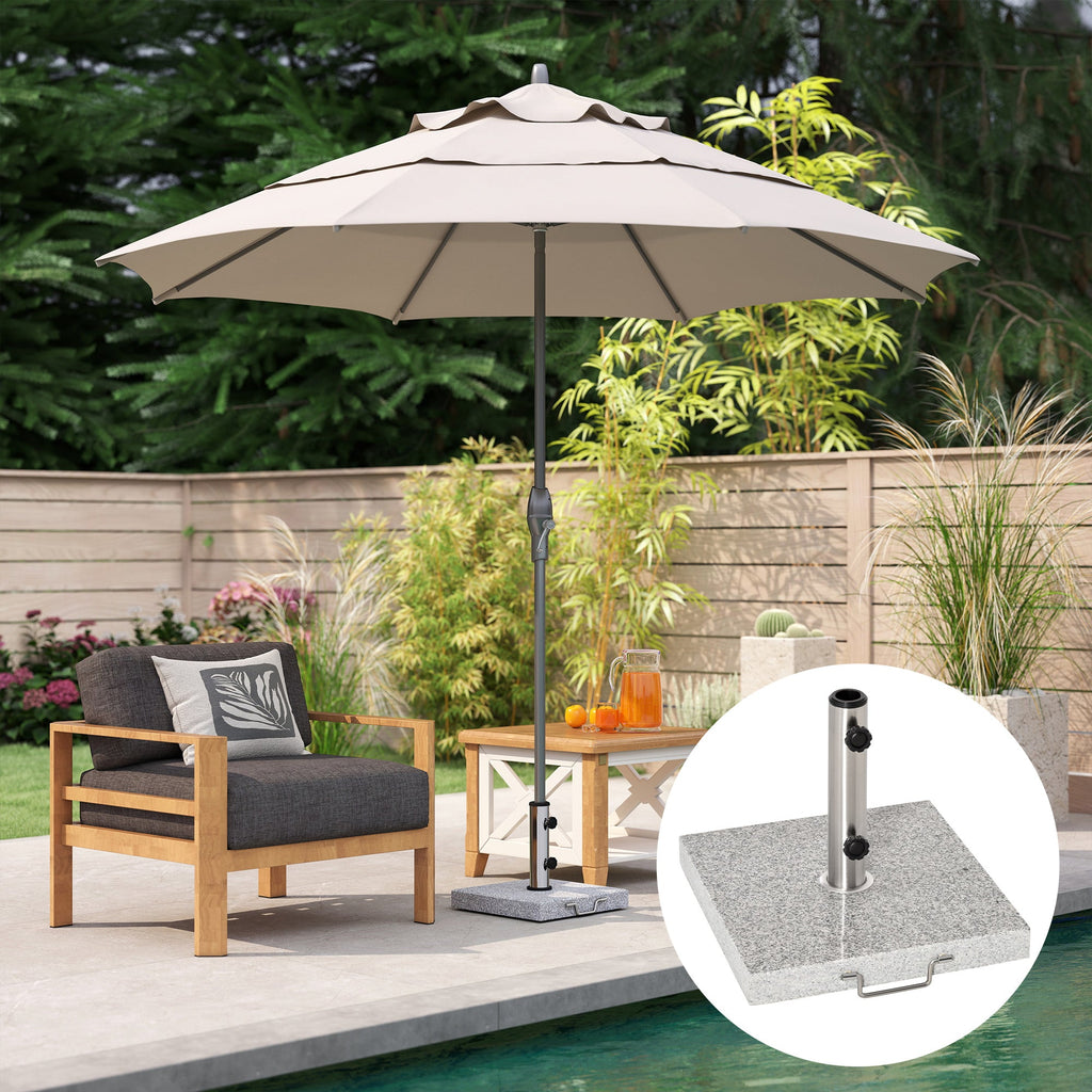 55 lb Grey Marble Square Umbrella Base with Wheels