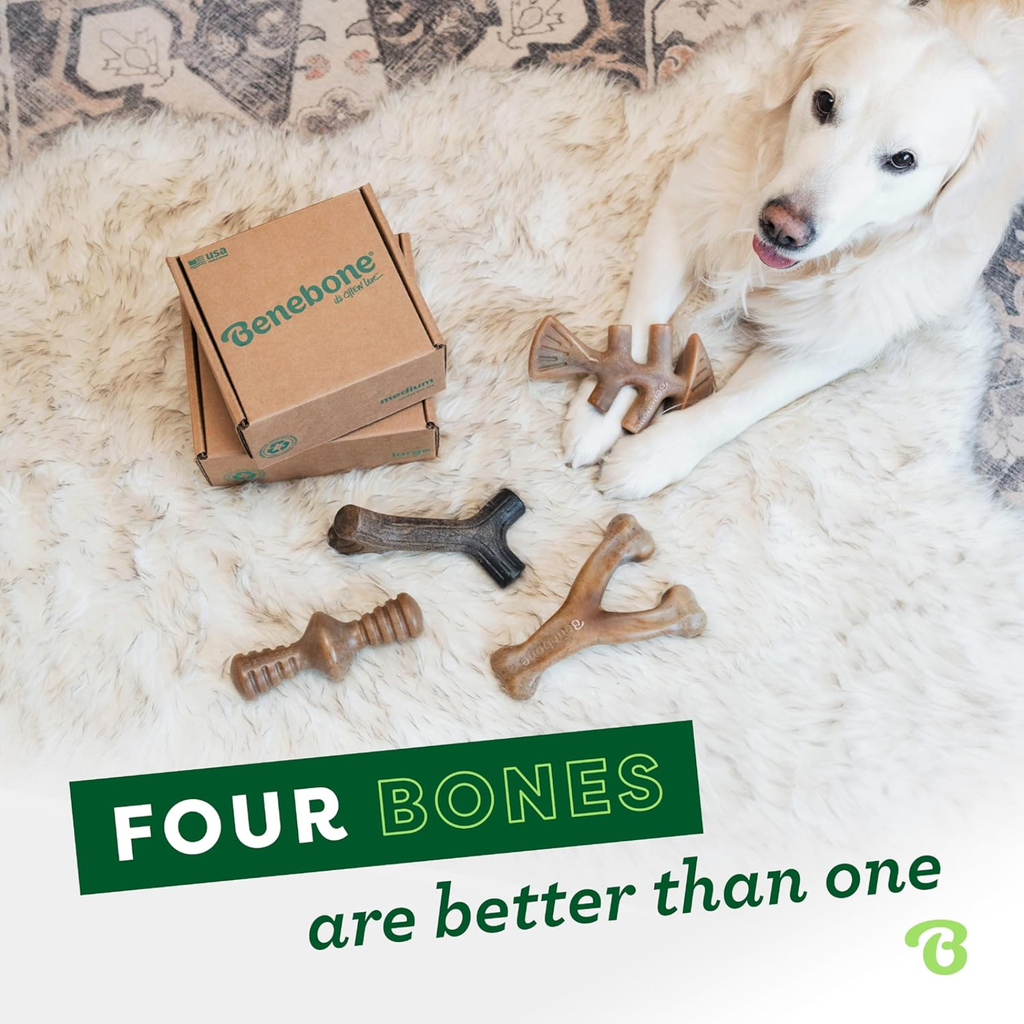 4-Pack Dog Chew Toys for Aggressive Chewers, Made in USA, 60lbs and Under