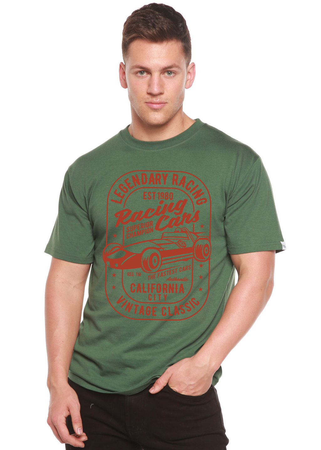 Legendary Racing Cars Men's Bamboo Viscose/Organic Cotton Short Sleeve Graphic T-Shirt