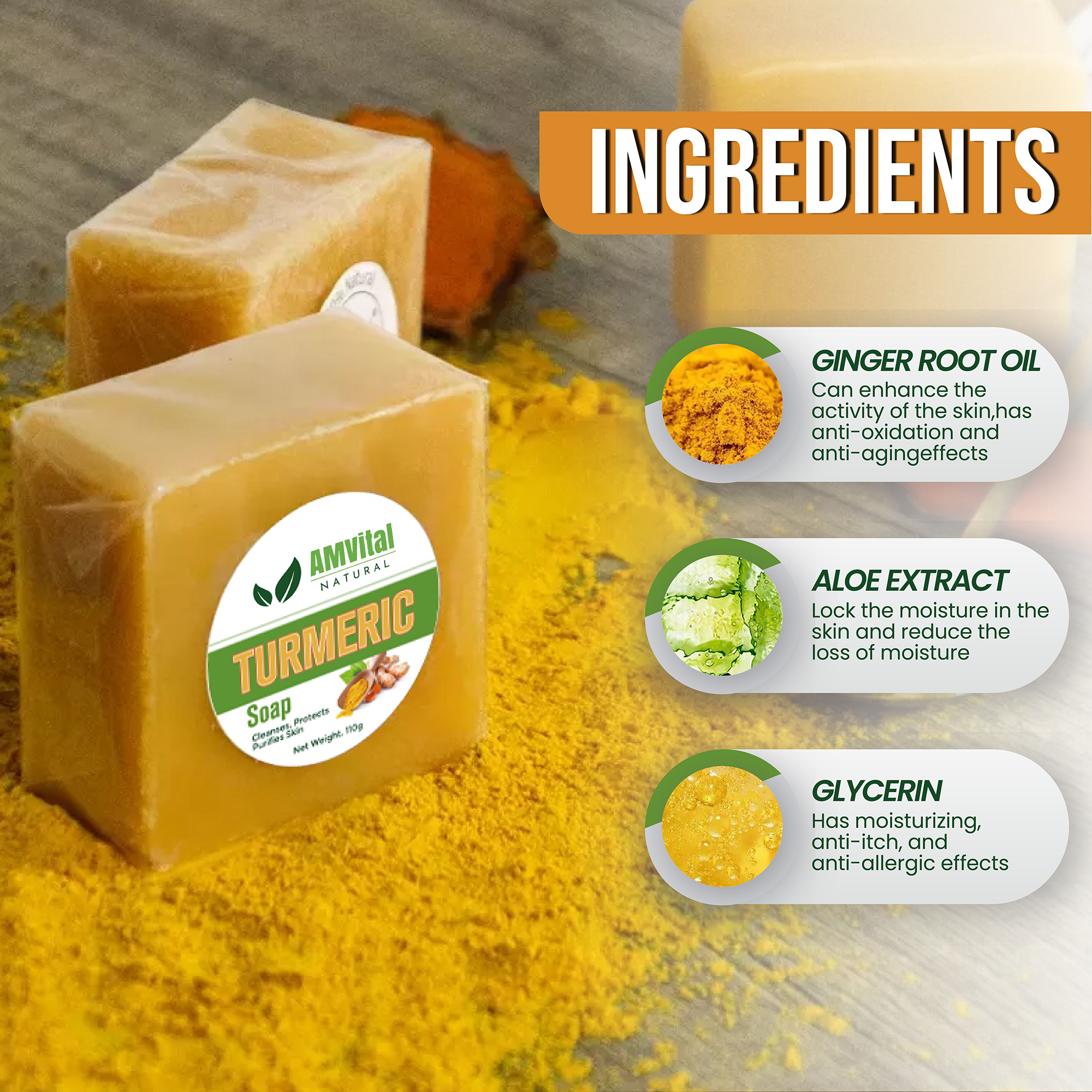 AMVital Turmeric Shower Duo (Soap + Scrub)