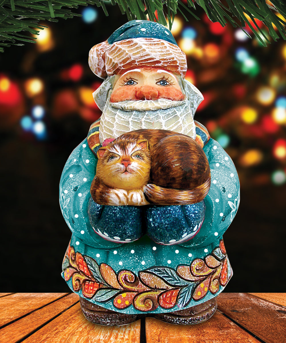 Santa Kitty Caretaker Handcrafted Christmas Figurine - G. DeBrekht Christmas Santa Snowman Decor - 517634