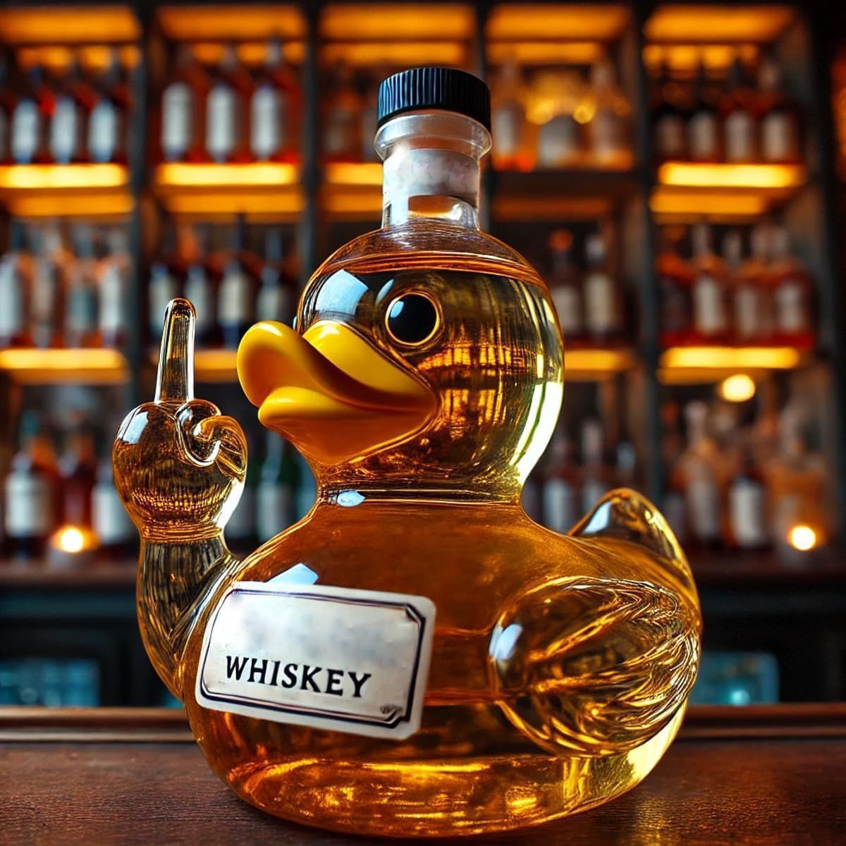 Funny Whiskey Duck Glass Bottle – Novelty Wine & Spirit Decanter