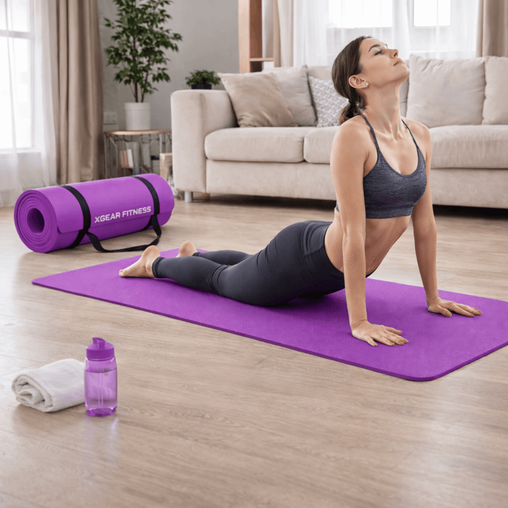 XGear Fitness Thick Travel Yoga Mat with Carrying Strap
