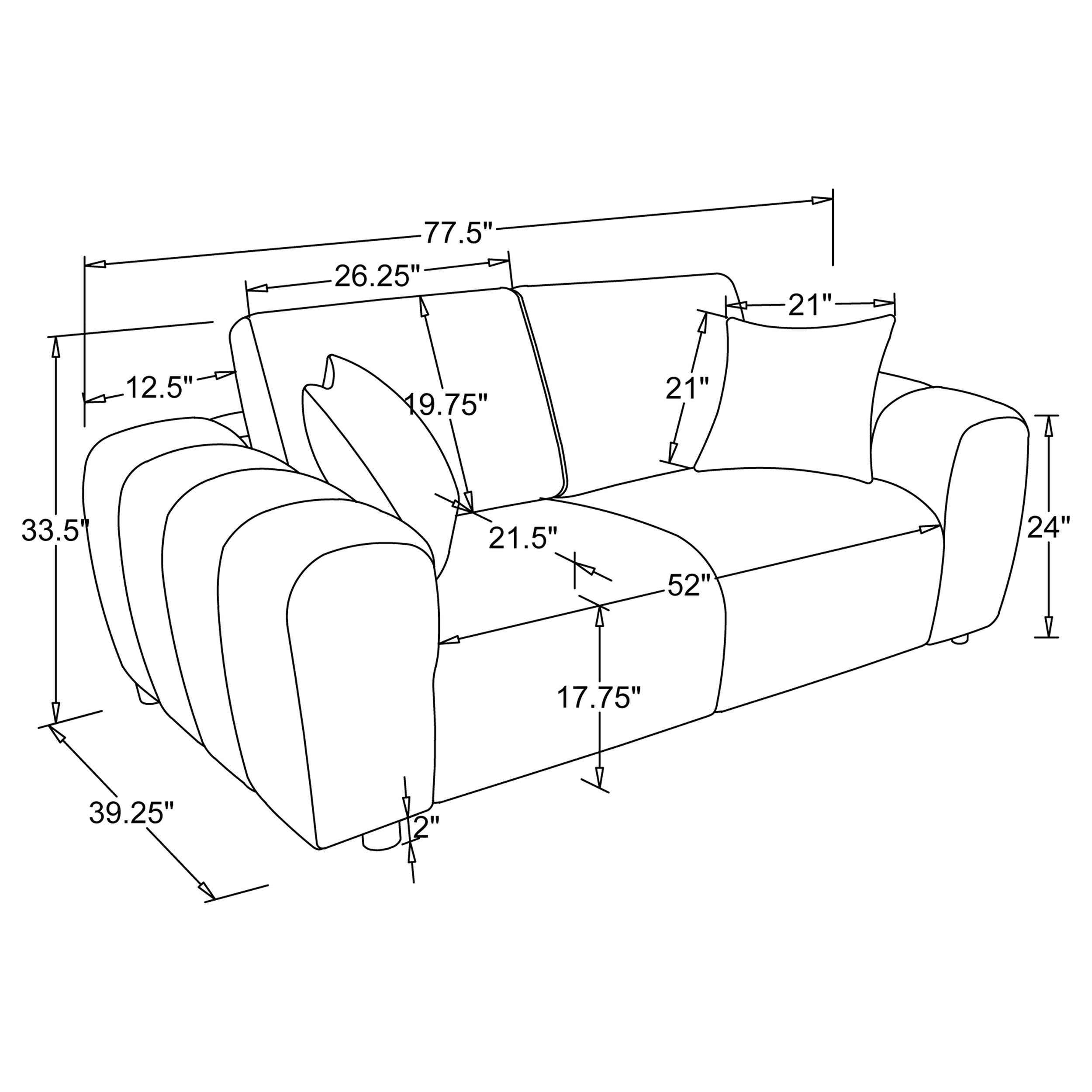 Burnett 2-piece Chenille Upholstered Sofa Set Burnt Orange