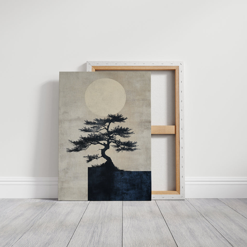 Zen Bonsai Tree Art – Minimalist Japanese Wall Print