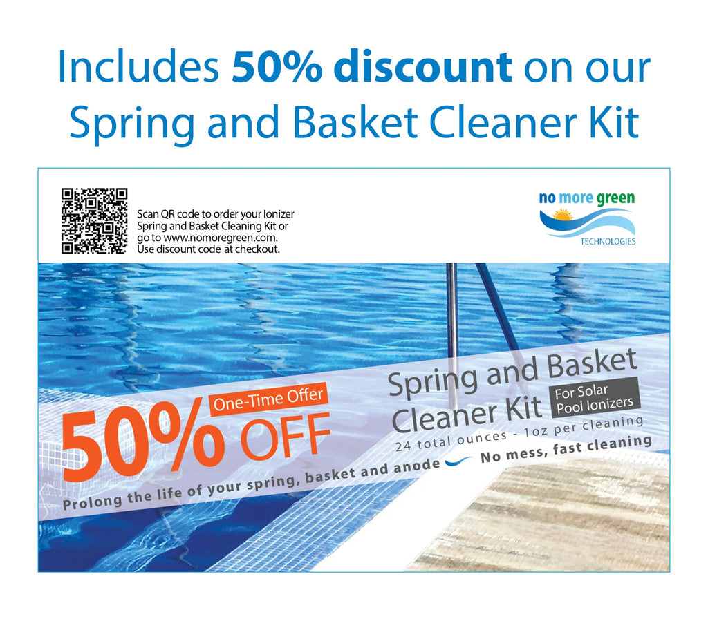 No More Green™ Original Solar Pool Ionizer (Up to 35K Gallons) | Inground & Above Ground Pools | Lifetime Replacement Program