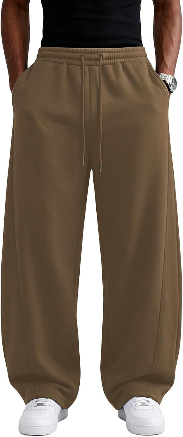 Wangdo Men's Baggy Sweatpants Wide Leg Lounge Cotton Casual Jogging Pants