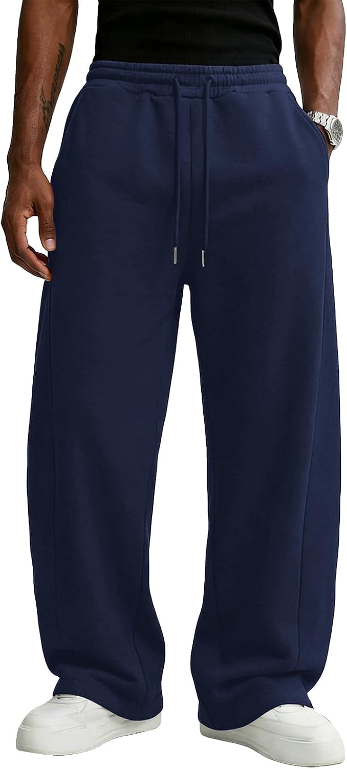 Wangdo Men's Baggy Sweatpants Wide Leg Lounge Cotton Casual Jogging Pants