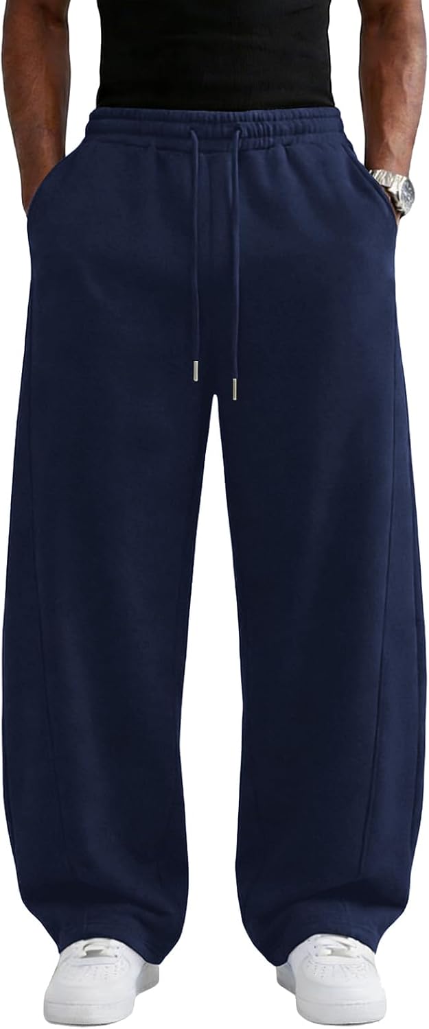 Wangdo Men's Baggy Sweatpants Wide Leg Lounge Cotton Casual Jogging Pants