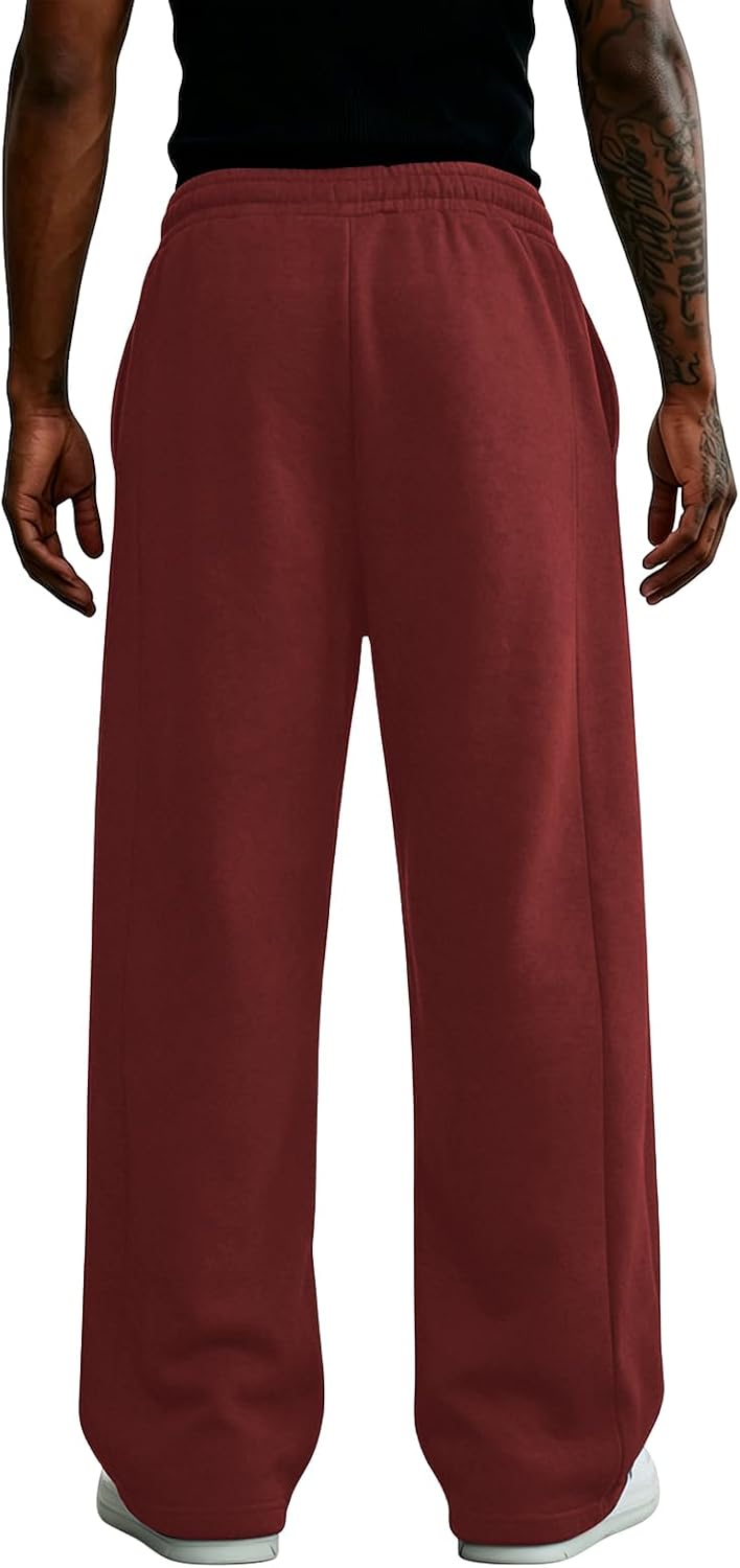 Wangdo Men's Baggy Sweatpants Wide Leg Lounge Cotton Casual Jogging Pants