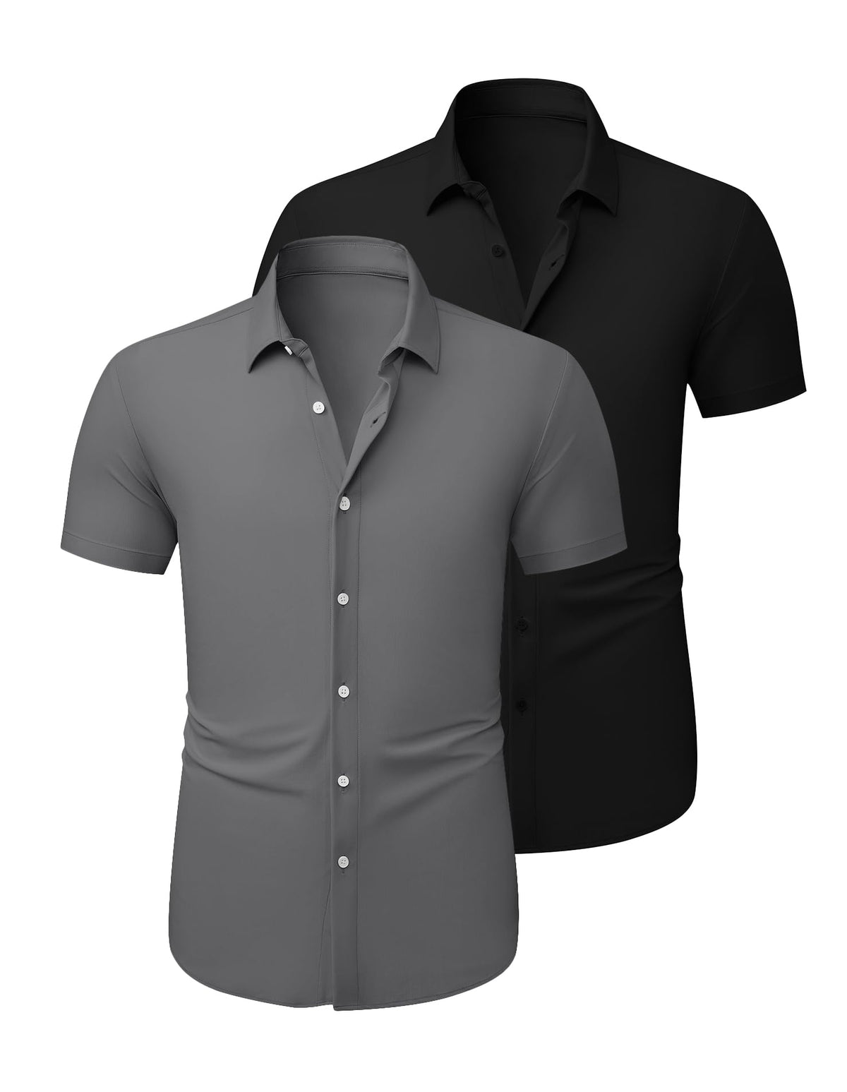 JMIERR Men's Muscle Fit High Stretch Wrinkle-Free Button Down Dress Shirts Summer Casual Short Sleeve Shirt