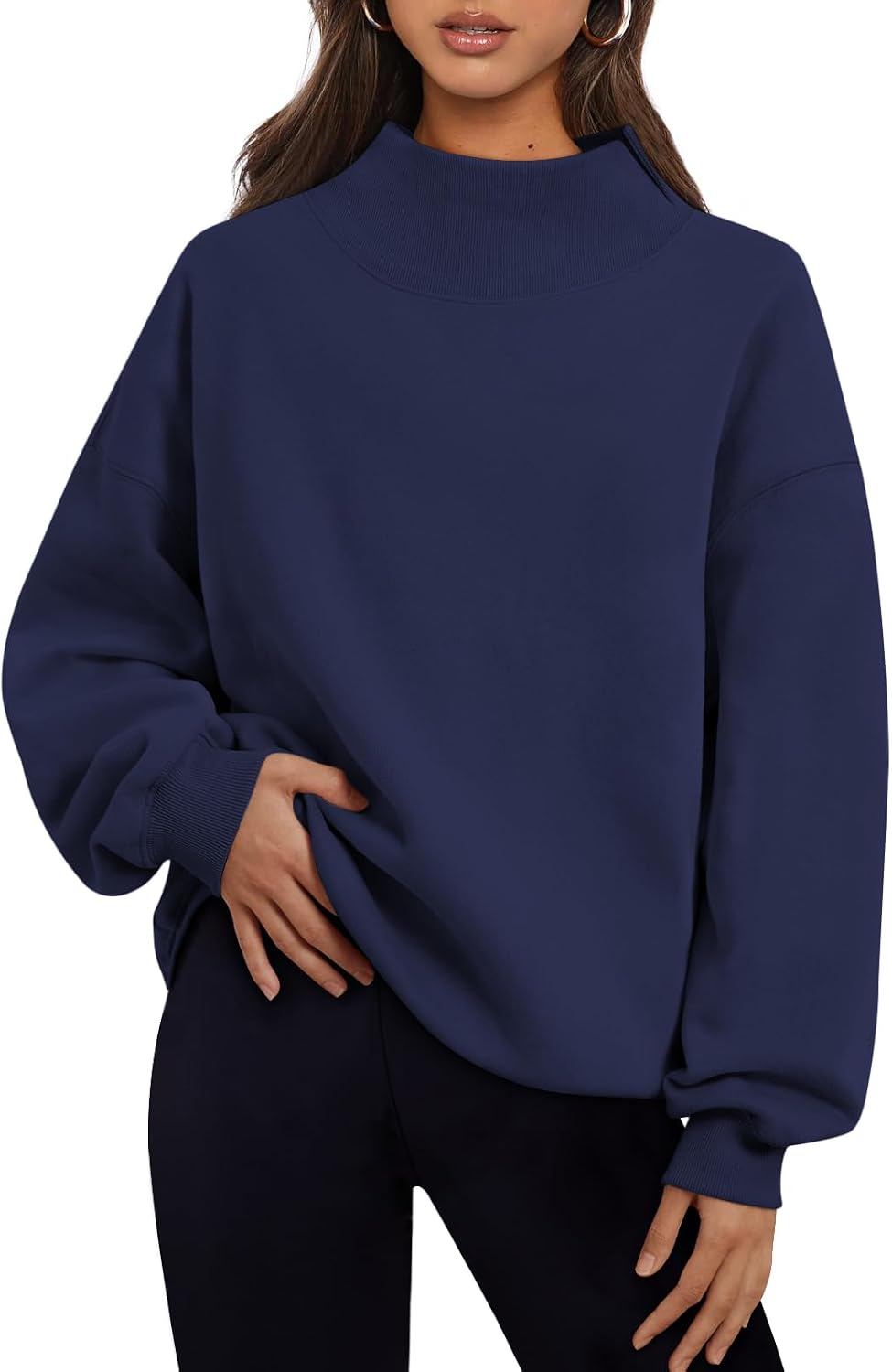 Trendy Queen Womens Mock Neck Sweatshirts Oversized Pullover Fall Outfits