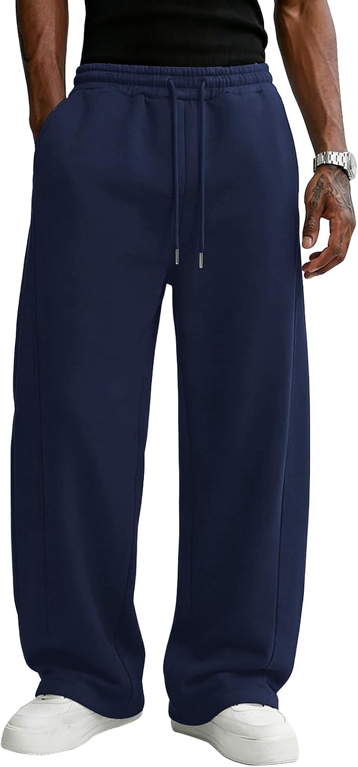 Wangdo Men's Baggy Sweatpants Wide Leg Lounge Cotton Casual Jogging Pants