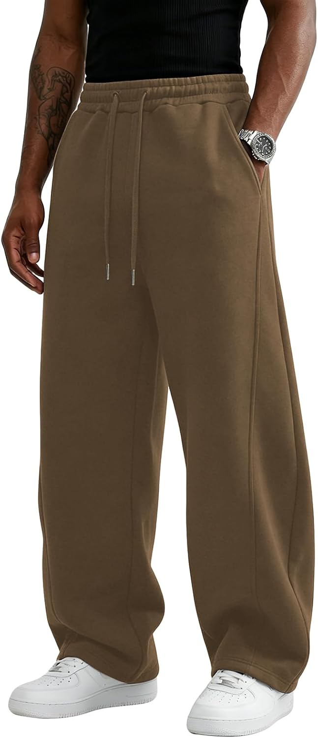 Wangdo Men's Baggy Sweatpants Wide Leg Lounge Cotton Casual Jogging Pants