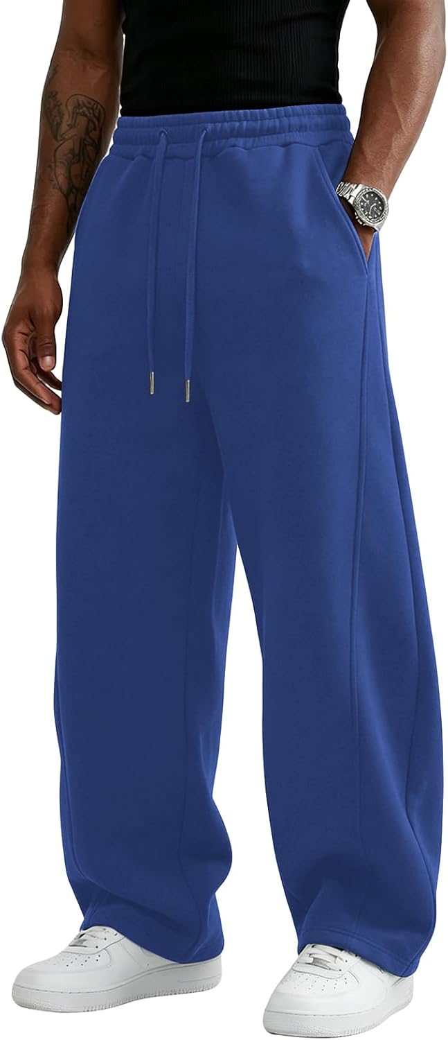 Wangdo Men's Baggy Sweatpants Wide Leg Lounge Cotton Casual Jogging Pants