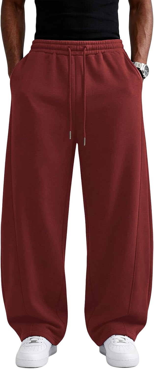 Wangdo Men's Baggy Sweatpants Wide Leg Lounge Cotton Casual Jogging Pants