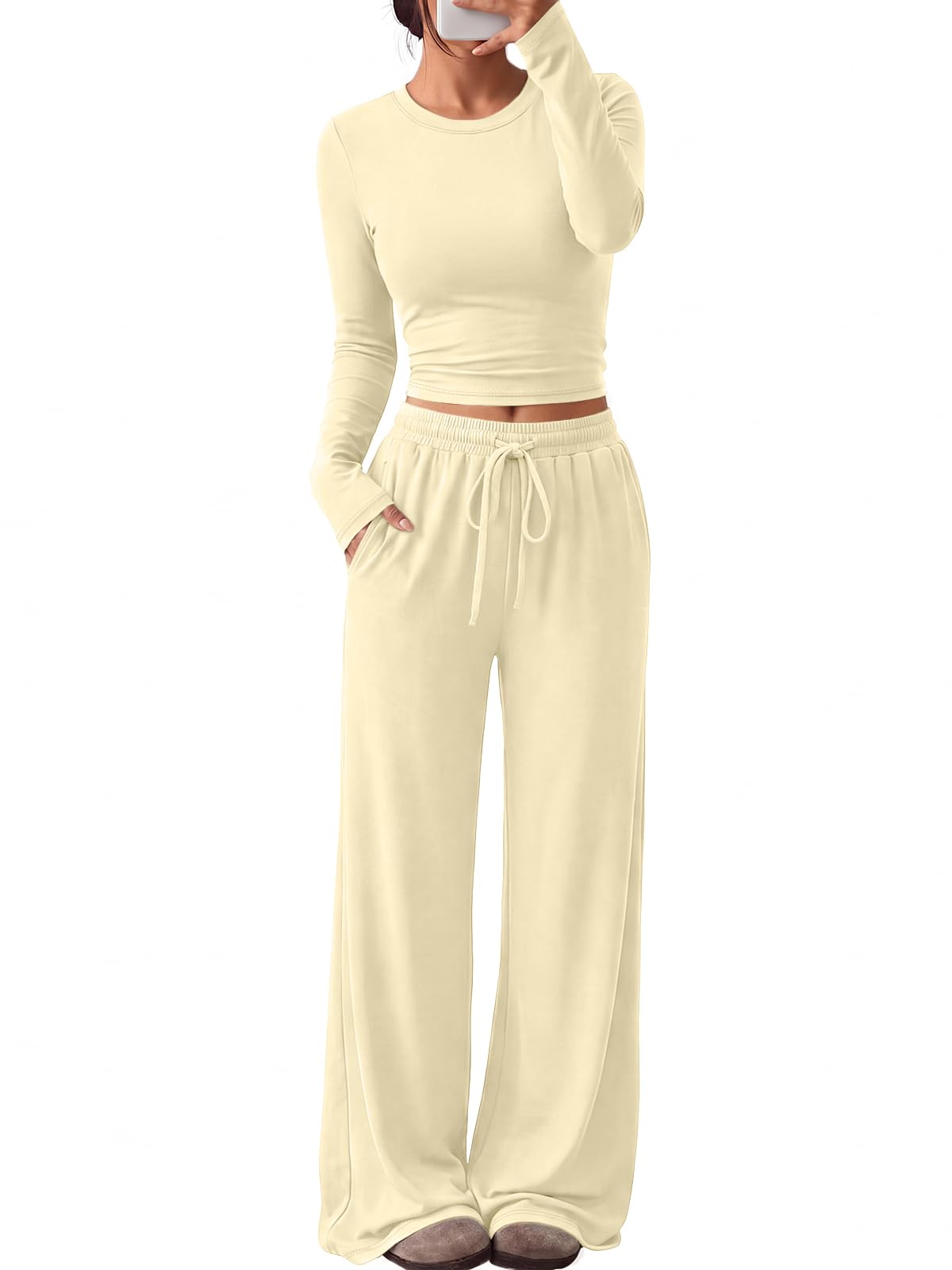 Trendy Queen Women's 2 Piece 2026 Fall Fashion Lounge Set with Pockets