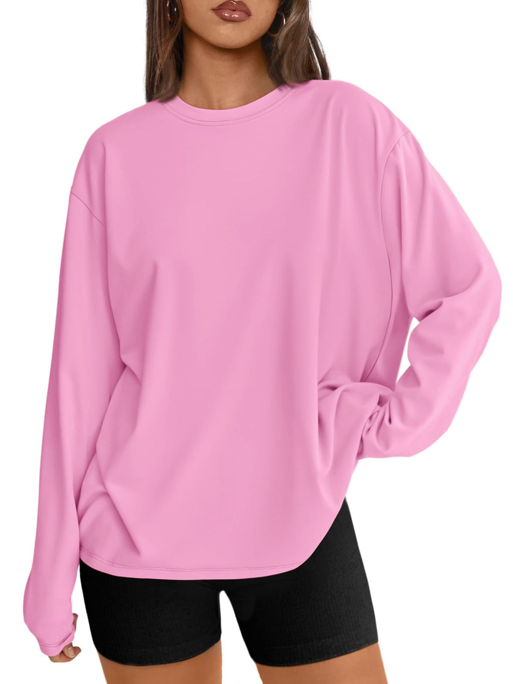 Trendy Queen Womens Oversized Long Sleeve Shirts Fall Tops 2026 Basic Tees
