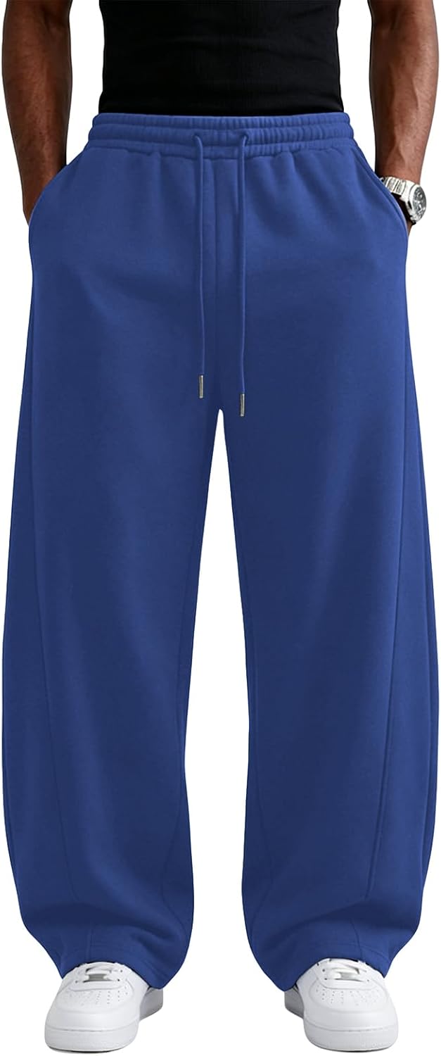 Wangdo Men's Baggy Sweatpants Wide Leg Lounge Cotton Casual Jogging Pants
