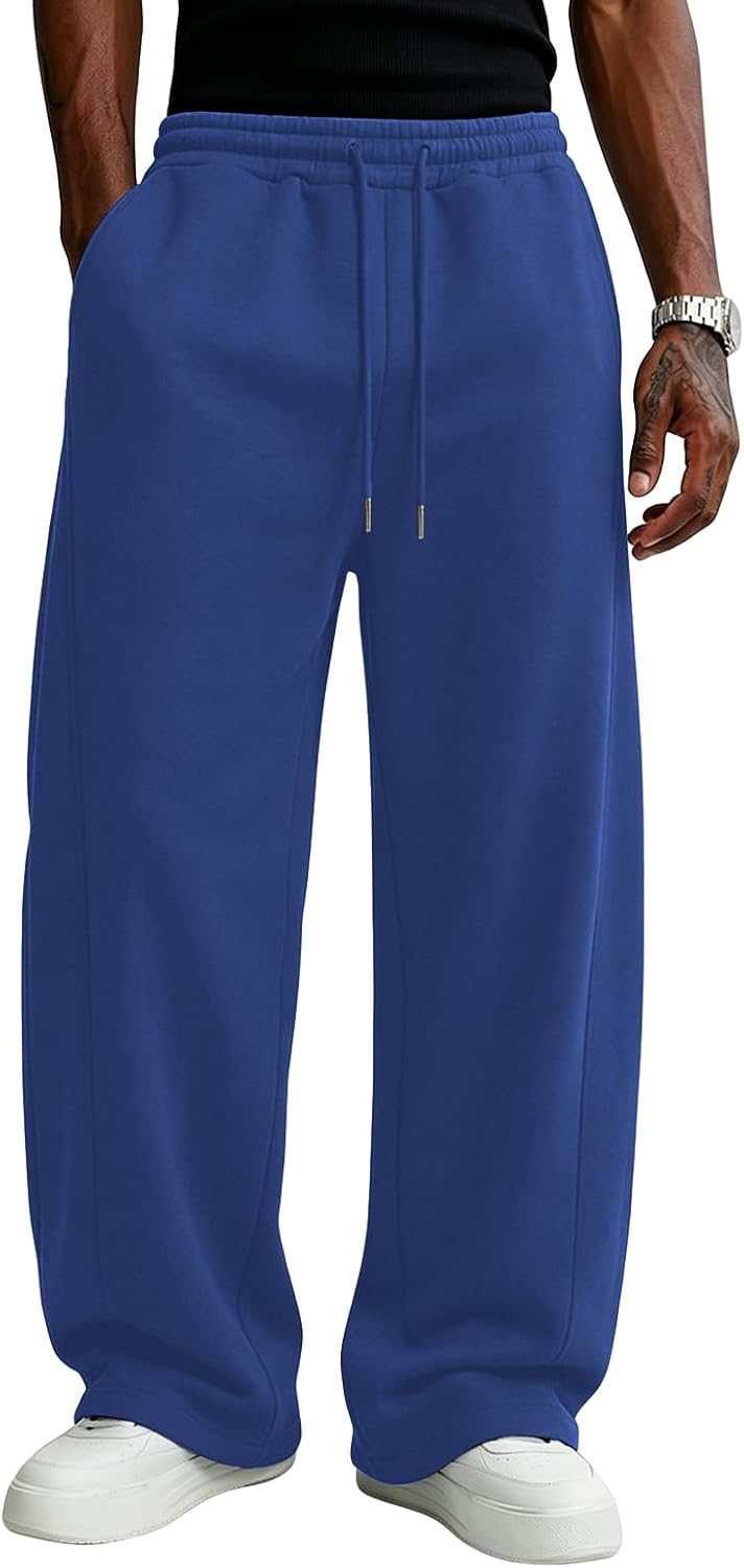 Wangdo Men's Baggy Sweatpants Wide Leg Lounge Cotton Casual Jogging Pants