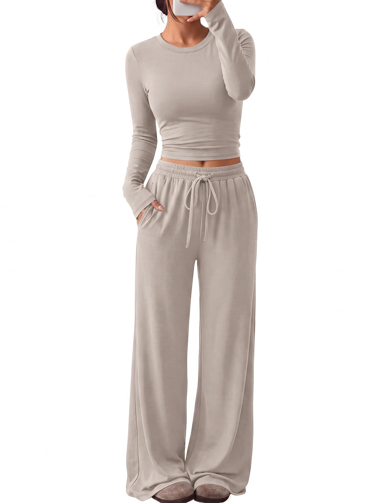 Trendy Queen Women's 2 Piece 2026 Fall Fashion Lounge Set with Pockets