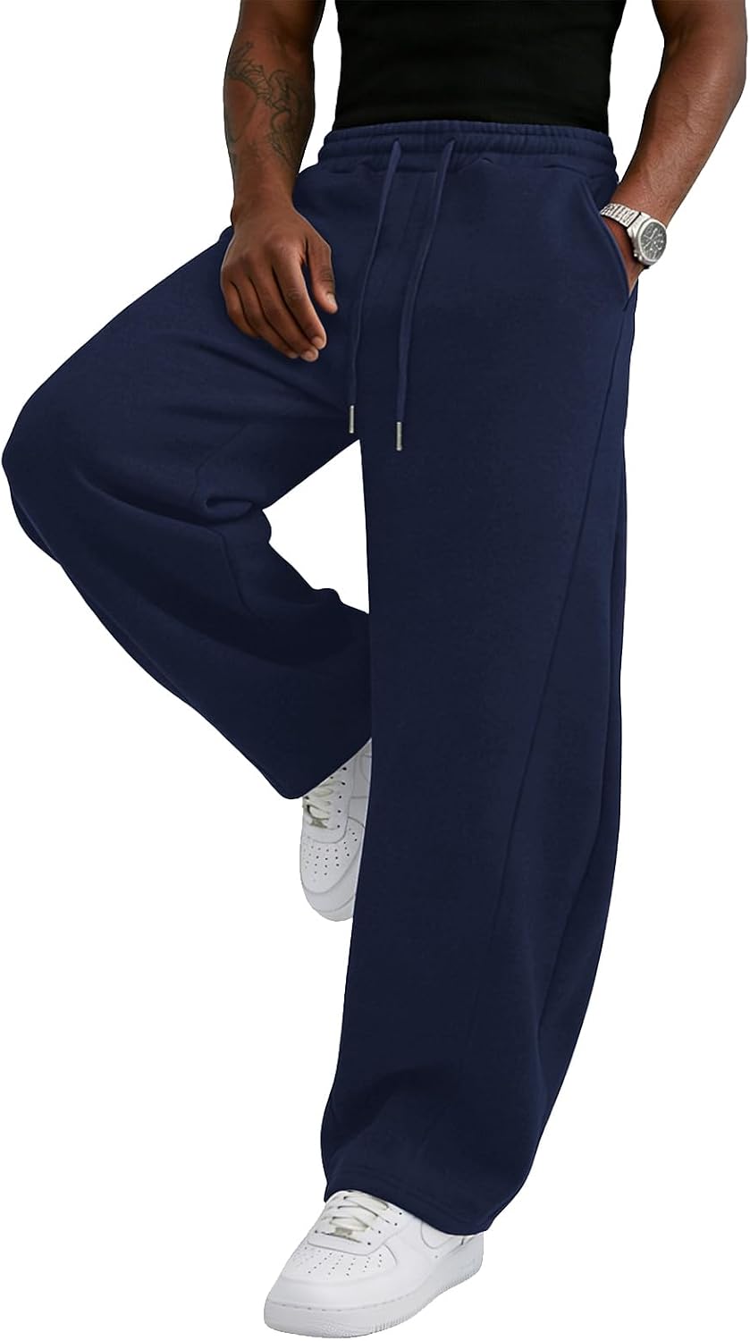 Wangdo Men's Baggy Sweatpants Wide Leg Lounge Cotton Casual Jogging Pants