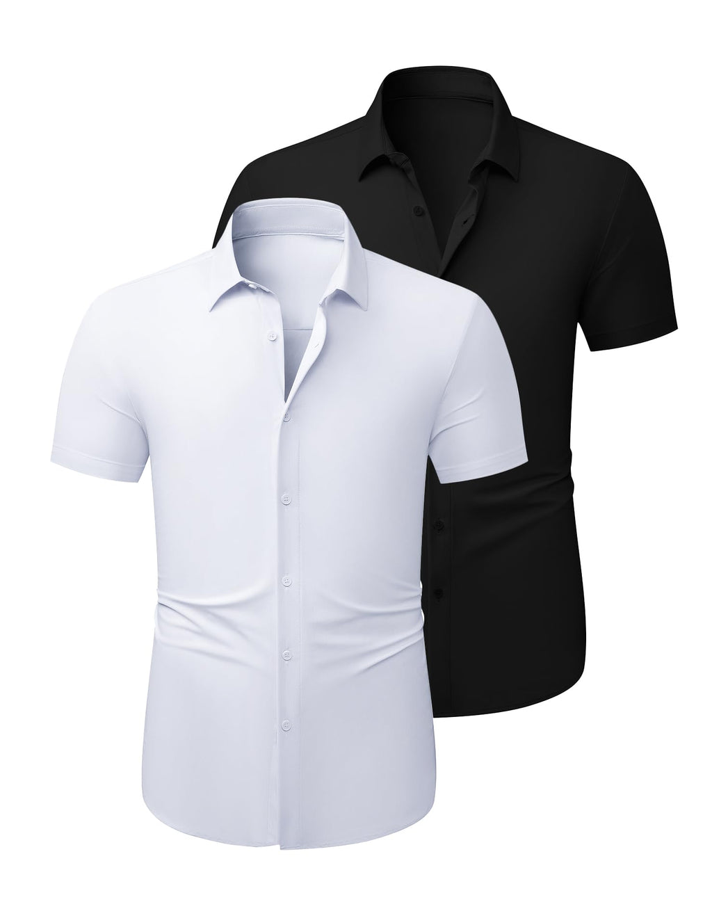 JMIERR Men's Muscle Fit High Stretch Wrinkle-Free Button Down Dress Shirts Summer Casual Short Sleeve Shirt